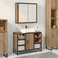 vidaXL Badrumsspegelskåp artisan ek 65 x 20 x 60 cm Konstruerat trä
