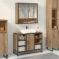 vidaXL Badrumsspegelskåp artisan ek 65 x 20 x 60 cm Konstruerat trä