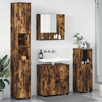vidaXL Badrumsmöbelset Väggmonterad 4 pcs Rökfärgad ek 61 x 35 x 64 cm