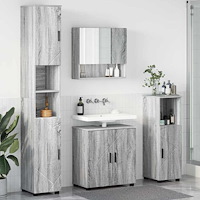 vidaXL Badrumsmöbelset Väggmonterad 4 pcs Grå sonoma 61 x 35 x 64 cm