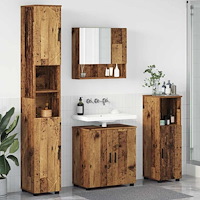 vidaXL Badrumsmöbelset Väggmonterad 4 pcs Gammalt trä 61 x 35 x 64 cm