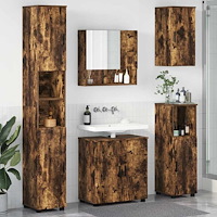 vidaXL Badrumsmöbelset Väggmonterad 5 pcs Rökfärgad ek 61 x 35 x 64 cm