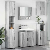 vidaXL Badrumsmöbelset Väggmonterad 5 pcs Grå sonoma 61 x 35 x 64 cm