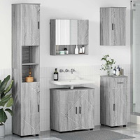 vidaXL Badrumsmöbelset med låda 5 pcs Grå sonoma 61 x 35 x 64 cm
