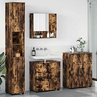 vidaXL Badrumsmöbelset Väggmonterad 4 pcs Rökfärgad ek 61 x 35 x 64 cm