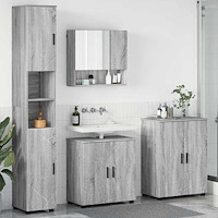 vidaXL Badrumsmöbelset Väggmonterad 4 pcs Grå sonoma 61 x 35 x 64 cm