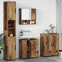 vidaXL Badrumsmöbelset Väggmonterad 4 pcs Gammalt trä 61 x 35 x 64 cm