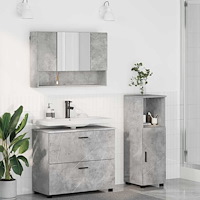 vidaXL Badrumsmöbelset med låda 3 pcs Betonggrå Konstruerat trä