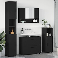 vidaXL Badrumsmöbelset 4 pcs Svart 30 x 35 x 192 cm Konstruerat trä