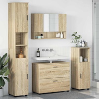 vidaXL Badrumsmöbelset med låda 4 pcs Sonoma ek Konstruerat trä