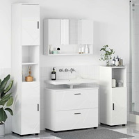 vidaXL Badrumsmöbelset med låda 4 pcs Vit högglans 30 x 35 x 192 cm