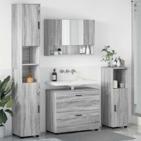 vidaXL Badrumsmöbelset med låda 4 pcs Grå sonoma 30 x 35 x 192 cm