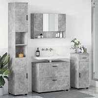 vidaXL Badrumsmöbelset med låda 4 pcs Betonggrå Konstruerat trä