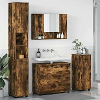 vidaXL Badrumsmöbelset med låda 4 pcs Rökfärgad ek 30 x 35 x 192 cm