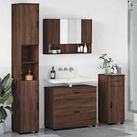 vidaXL Badrumsmöbelset med låda med dörr 4 pcs brun ek Konstruerat trä