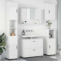 vidaXL Badrumsmöbelset med låda 5 pcs Vit högglans Konstruerat trä