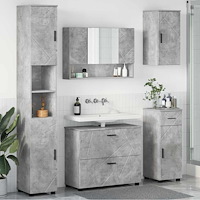 vidaXL Badrumsmöbelset med låda 5 pcs Betonggrå 30 x 35 x 192 cm