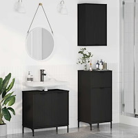 vidaXL Badrumsmöbelset med låda med hylla 3 pcs Svart Konstruerat trä