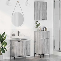 vidaXL Badrumsmöbelset med låda 3 pcs Grå sonoma Konstruerat trä