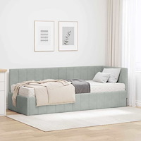 vidaXL Hörn Sängram med madrass Ljusgrå 80 x 200 cm Sammet