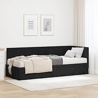 vidaXL Hörn Sängram med madrass Svart 80 x 200 cm Sammet