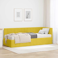 vidaXL Hörn Sängram med madrass med huvudgavel Gul 80 x 200 cm Sammet