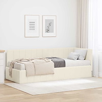 vidaXL Hörn Sängram med madrass med huvudgavel Kräm 80 x 200 cm Sammet