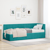 vidaXL Hörn Sängram med madrass Turkos 80 x 200 cm Sammet