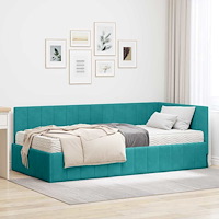 vidaXL Hörn Sängram med madrass Turkos 90 x 190 cm Sammet