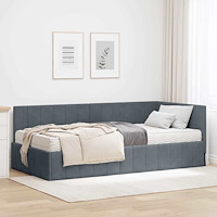 vidaXL Hörn Sängram med madrass Mörkgrå 90 x 200 cm Sammet