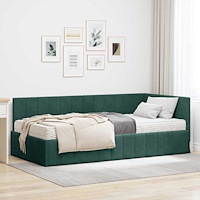 vidaXL Hörn Sängram med madrass Mörkgrön 100 x 200 cm Sammet