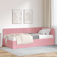 vidaXL Hörn Sängram med madrass Rosa 100 x 200 cm Sammet