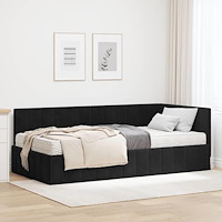 vidaXL Hörn Sängram med madrass Svart 100 x 200 cm Sammet