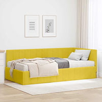 vidaXL Hörn Sängram med madrass med huvudgavel Gul 100 x 200 cm Sammet
