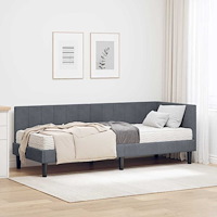 vidaXL Hörn Sängram med madrass Mörkgrå 80 x 200 cm Sammet