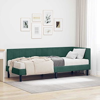 vidaXL Hörn Sängram med madrass Mörkgrön 80 x 200 cm Sammet