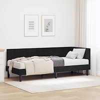 vidaXL Hörn Sängram med madrass Svart 80 x 200 cm Sammet