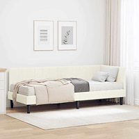 vidaXL Hörn Sängram med madrass med huvudgavel Kräm 80 x 200 cm Sammet