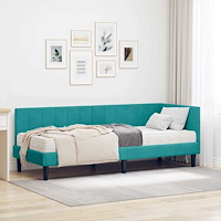 vidaXL Hörn Sängram med madrass Turkos 80 x 200 cm Sammet