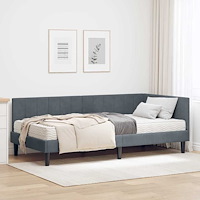 vidaXL Hörn Sängram med madrass Mörkgrå 90 x 190 cm Sammet