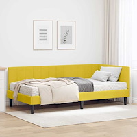 vidaXL Hörn Sängram med madrass med huvudgavel Gul 90 x 190 cm Sammet