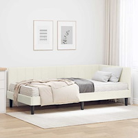 vidaXL Hörn Sängram med madrass med huvudgavel Kräm 90 x 190 cm Sammet