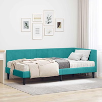 vidaXL Hörn Sängram med madrass Turkos 100 x 200 cm Sammet