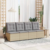 vidaXL Trädgårdsoffa med kudde Beige Poly rattan