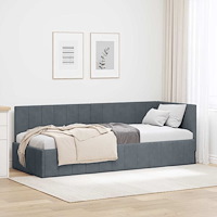 vidaXL Hörn Sängram med huvudgavel Mörkgrå 80 x 200 cm Sammet