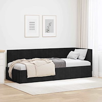 vidaXL Hörn Sängram med huvudgavel Svart 80 x 200 cm Sammet