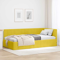 vidaXL Hörn Sängram med huvudgavel Gul 100 x 200 cm Sammet