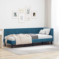 vidaXL Hörn Sängram med huvudgavel Blå 80 x 200 cm Sammet