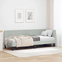 vidaXL Hörn Sängram med huvudgavel Ljusgrå 80 x 200 cm Sammet