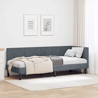 vidaXL Hörn Sängram med huvudgavel Mörkgrå 80 x 200 cm Sammet